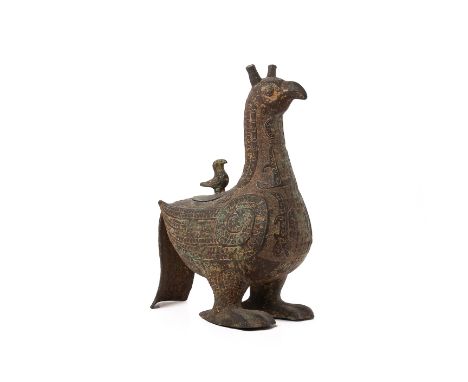 AN ARCHAIC STYLE BIRD FORM VESSEL
Decorated with archaic scrolls
35cm tall
Condition: Condition Report
Blutac used to stick l