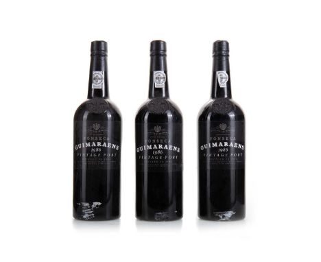 3 BOTTLES OF GUIMARAENS 1986 VINTAGE PORT  Bottled in 198820.5% ABV / 75cl  Qty: 3