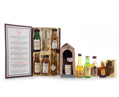 THE SINGLES BAR MINIATURE COLLECTION AND OTHER ASSORTED MINATURE WHISKIES INCLUDING MACALLAN 10 YEAR OLD 1990S  This lot cont