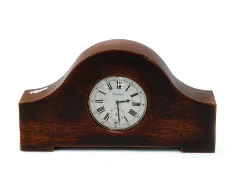 Goliath pocket watch in later oak case, mantle clock (alterations) cased fish set, pipe, pocket watch, sovereign case, Royalt