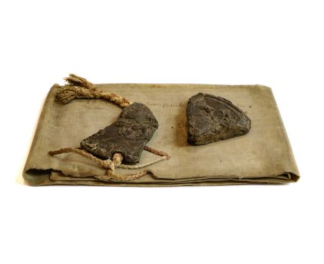 Jacobean Letters Patent, 3 July 1616, manuscript on vellum (torn with loss), remnant great wax seal on cord with additional l