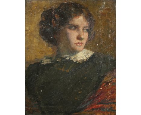 Alfred Aaron Wolmark - Half Length Portrait of a Young Lady, early 20th century oil on canvas, signed, 49.5cm x 40cm, within 
