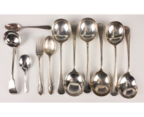 A set of six George V silver Old English pattern soup spoons, Sheffield 1925 by Cooper Brothers &amp; Sons Ltd, length 19.3cm