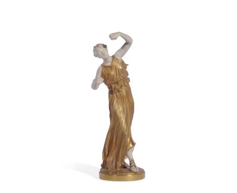 Royal Worcester figure of a female dancer in gilt costume, 32cm high