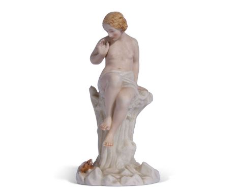 Late 19th century Worcester figure of 'The Bather Surprised', 19cm tall 
