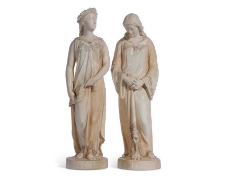 Pair of early 20th century Royal Worcester figures, one entitled 'Il Penseroso', and the female figure marked 'L'allegro' (2)