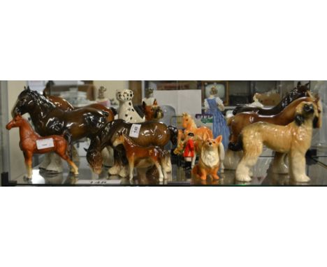 A selection off collectible ceramic animals including Beswick etc