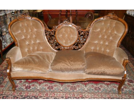 Heavily carved Victorian style rococco 3 seater sofa 