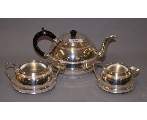 An Art Deco silver-plated three piece tea service