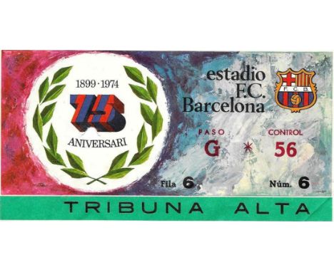 1975 BARCELONA V LEEDS UNITED EUROPEAN CUP S/F TICKET
Small hole which was done on entry to game