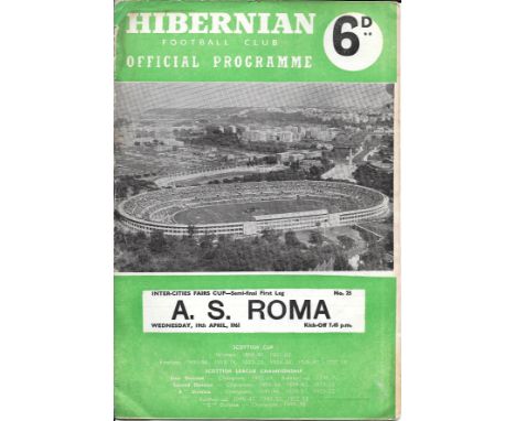 1960-61 HIBERNIAN V A.S. ROMA - FAIRS CUP S/F
Slight wearing of spine and slihjt staining