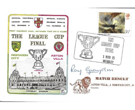 1975 ASTON VILLA LGE CUP FINAL LTD EDITION POSTAL COVER SIGNED BY RAY GRAYDON
Only 250 issued