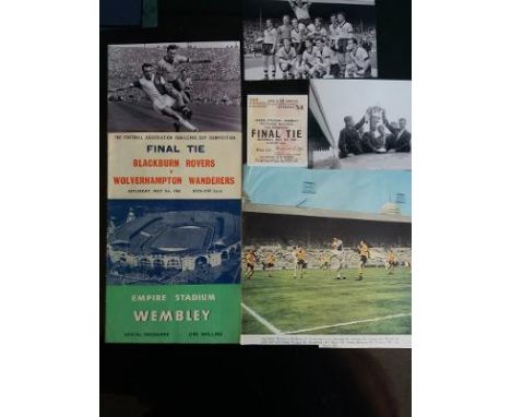 WOLVERHAMPTON WANDERERS 1960 FA CUP FINAL ORIGINAL PROGRAMME, REPLICA TICKET &amp; PICTURES