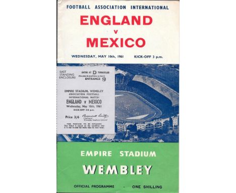 1961 ENGLAND V MEXICO PROGRAMME, TICKET &amp; MATCH NEWSPAPER REPORT
All good condition