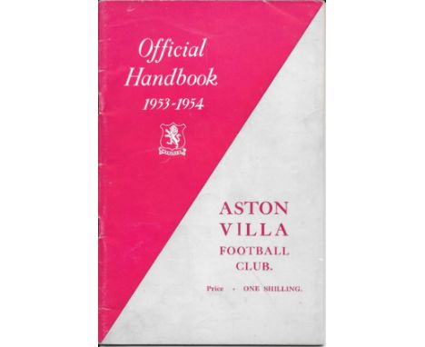 1953-54 ASTON VILLA HANDBOOK
48 Pages + card covers
Good for age with very light handling marks and slight rusting of staples