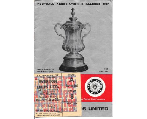 1968 FA CUP S/F EVERTON V LEEDS UNITED AT MANCHESTER UNITED PROGRAMME &amp; TICKET
Slight fold on ticket