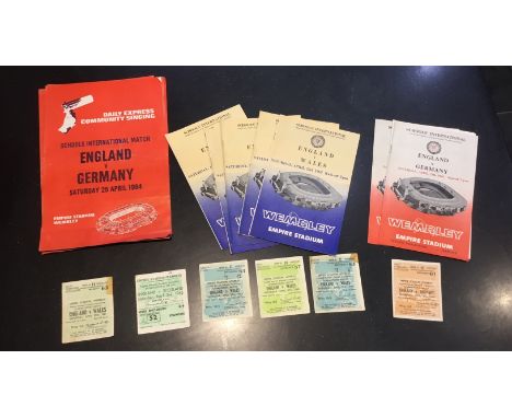 ENGLAND SCHOOLBOY INTERNATIONALS - PROGRAMMES, TICKETS, SONG SHEETS&nbsp;
England v Wales Apr 27th 1963 five match programmes