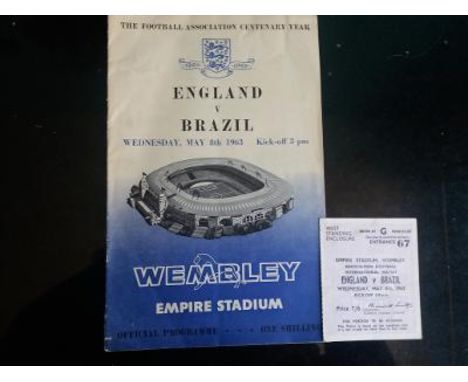 ENGLAND V BRAZIL 1963 PROGRAMME &amp; TICKET
&nbsp;