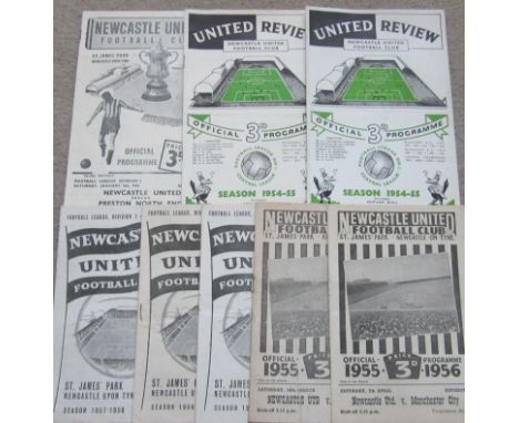 NEWCASTLE UNITED 1950'S HOME PROGRAMMES X 8
1951-52 v Preston
1954-55 v Preston, Aston Villa
1955-56 v Manchester City, Aston