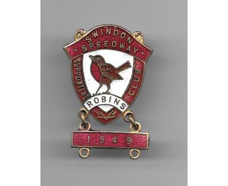 SPEEDWAY - VINTAGE SWINDON BADGE WITH 1949 BAR
Stamped Gladman &amp; Norman
