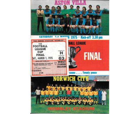 1975 LEAGUE CUP FINAL ASTON VILLA V NORWICH CITY PROGRAMME &amp; TICKET
Slight fold on ticket