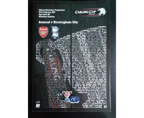 2011 BIRMINGHAM CITY v ARSENAL LEAGUE CUP FINAL PROGRAMME &amp; TWO BADGES
&nbsp;