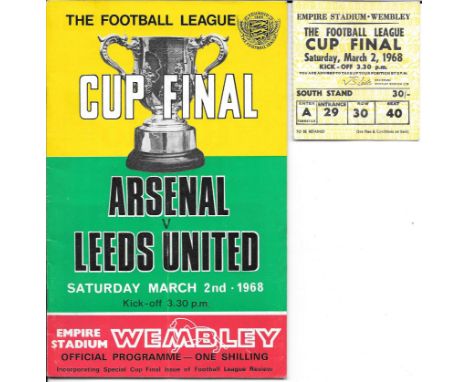 1968 LEAGUE CUP FINAL ARSENAL V LEEDS UNITED PROGRAMME &amp; TICKET
Both with slight fold