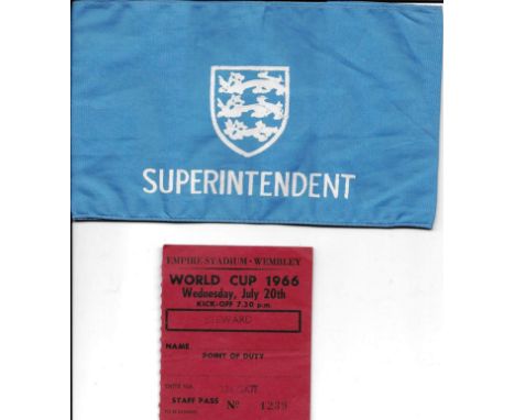 1966 WORLD CUP ENGLAND V FRANCE RARE STEWARDS TICKET &amp; ARMBAND