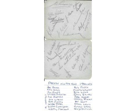 PRESTON NORTH END AUTOGRAPHS - 1947 X 18 &amp; 1954 X 23
On 3 pages removed from vintage autograph book
Some back to back