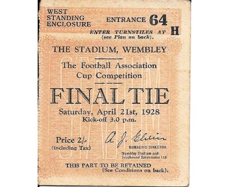 1928 FA CUP FINAL BLACKBURN ROVERS V HUDDERSFIELD TOWN TICKET
Good condition for age