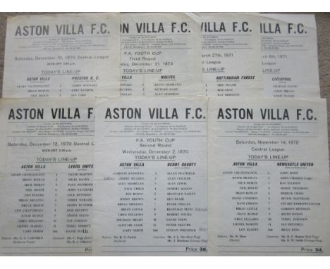 1970-71 ASTON VILLA RESERVE &amp; YOUTH CUP PROGRAMMES X 10
All single sheets
Most have minor faults - folds, team changes, s