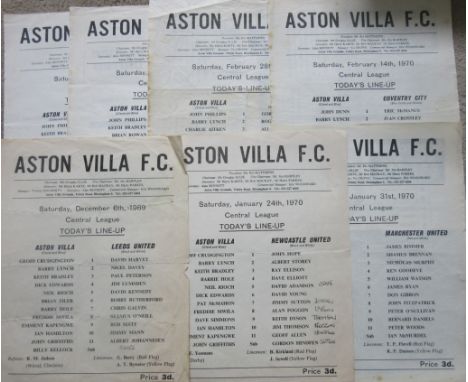 1969-70 ASTON VILLA RESERVE &amp; YOUTH CUP PROGRAMMES X 15
All single sheets
Most have minor faults - folds, team changes, s