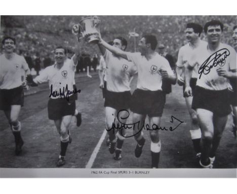 TOTTENHAM HOTSPUR 1962 F.A. CUP WINNERS PHOTO HAND SIGNED BY JIMMY GREAVES, CLIFF JONES &amp; BOBBY SMITH
HAND SIGNED WITH CO