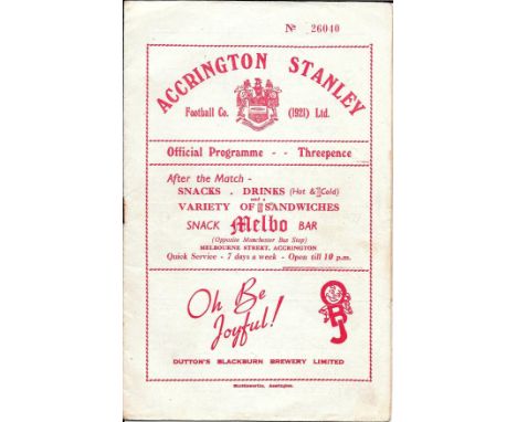 1953-54 ACCRINGTON STANLEY V BLACKPOOL - LANCASHIRE SENIOR CUP
Good with slight rusting of staple