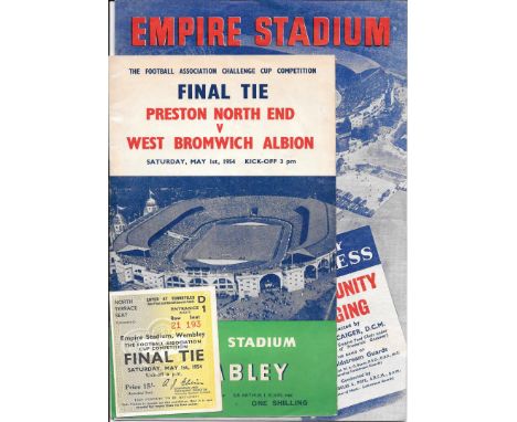1954 FA CUP FINAL PRESTON V WEST BROMWICH ALBION PROGRAMME, TICKET &amp; SONG SHEET
All in fair / good condition