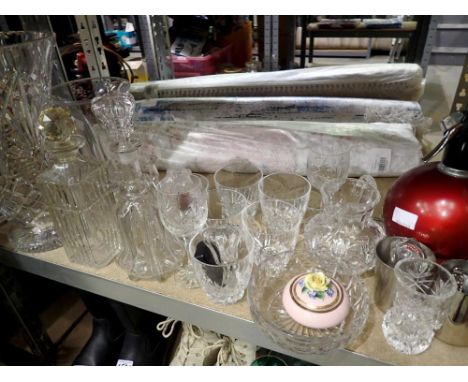 Shelf of cut glass. Not available for in-house P&amp;P 