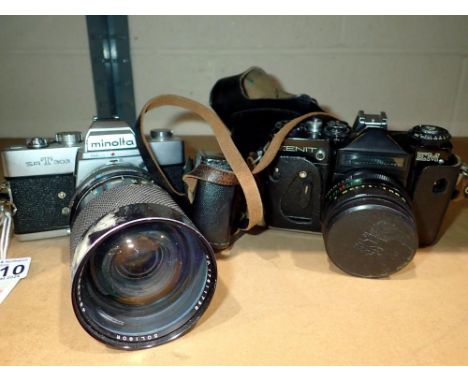 Zenit &amp; Minolta 35mm SLR cameras with lenses &amp; accessories. Not available for in-house P&amp;P 