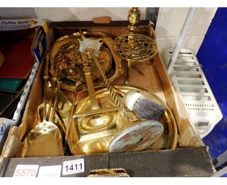 Shelf of mixed brass. Not available for in-house P&amp;P 