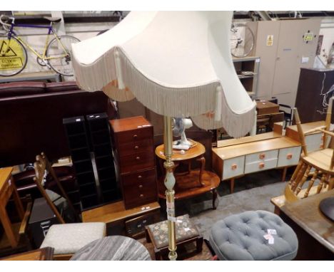 Brass and onyx standard lamp with shade. All electrical items in this lot have been PAT tested for safety and have passed. Th