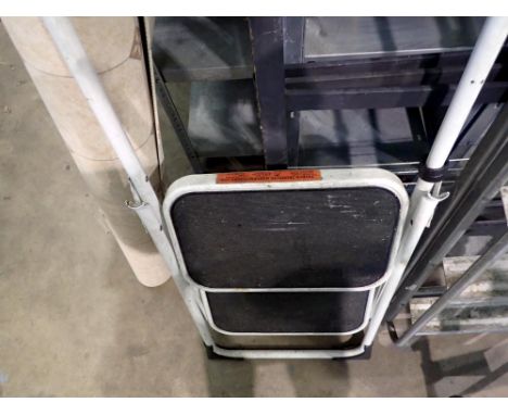 Metal two step ladder with rubber tread. Not available for in-house P&amp;P 