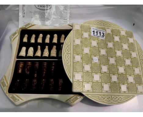 History craft Celtic cross chess box, #AO988, complete. UK P&amp;P Group 2 (£20+VAT for the first lot and £4+VAT for subseque