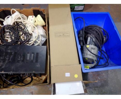 Three boxes of electrical items including bluetooth amplifier. All electrical items in this lot have been PAT tested for safe