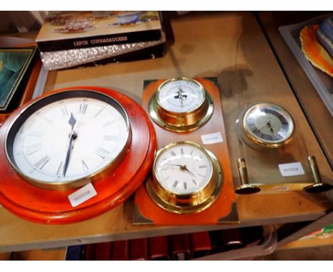 Clock and barometer and two further clocks. Not available for in-house P&amp;P 