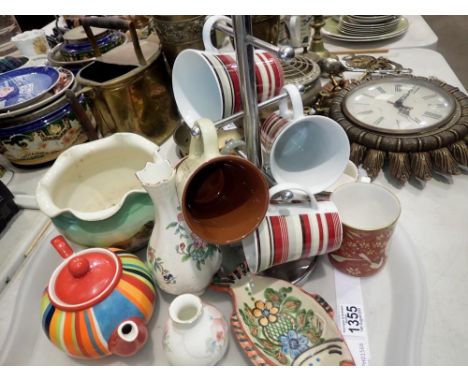 Mixed ceramics, including a hand painted Whittard of Chelsea teapot, Royal Stafford planter and and Aynsley vase. Not availab