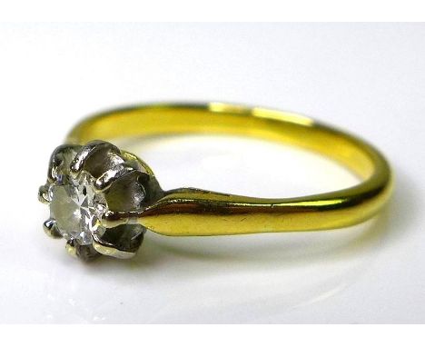 A 9ct gold and diamond solitaire ring, the brilliant cut stone approx 0.2ct, unmarked, size K/L, 2.3g. 