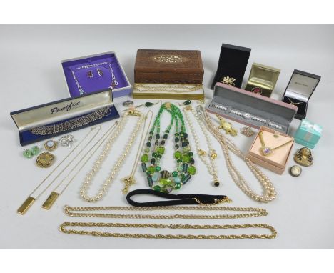 A group of designer, vintage and later costume jewellery, including a KJL faux pearl necklace by Kenneth Jay Lane, a Murano g