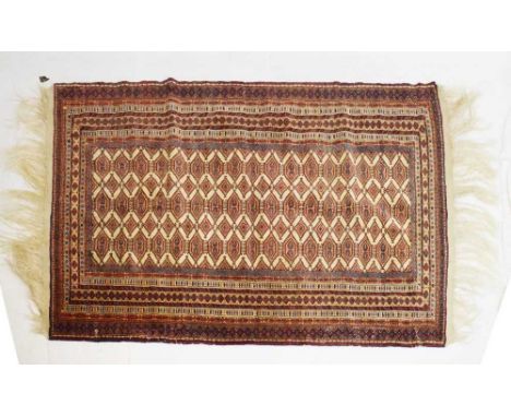Three small wool rugs, all with Persian-inspired decoration, one with label 'USSR C+R' verso, 94cm x 154cm and smaller, (3)