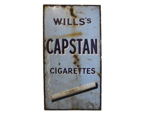 Advertising - Large vintage 'Wills's Capstan' cigarettes enamel sign, 46cm x 93cm high