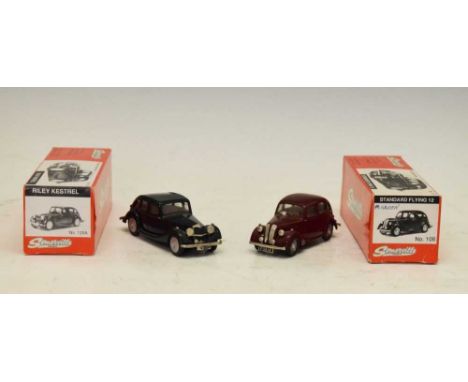 Somerville Models - Two boxed 1/43 scale diecast model vehicles comprising; No.106 'Standard Flying 12' and No. 129 Riley Kes