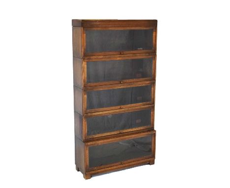 Globe Wernicke 'Classic' five-section modular bookcase, on plinth base together with additional section, 85cm x 28cm x 193cm 